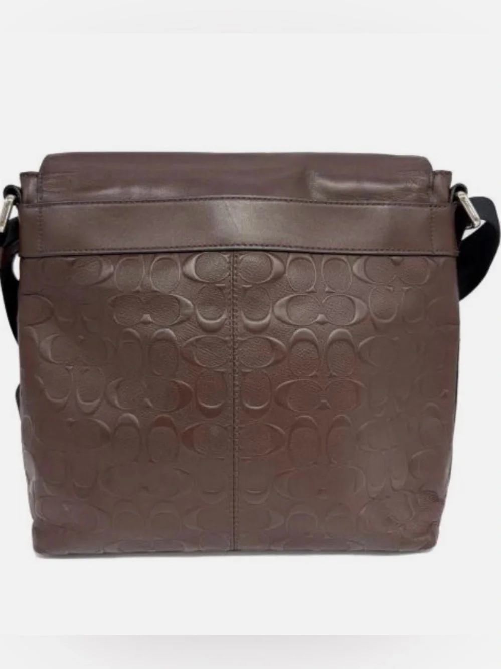 COACH BROWN LEATHER MESSENGER WITH BLACK STRAP F72229